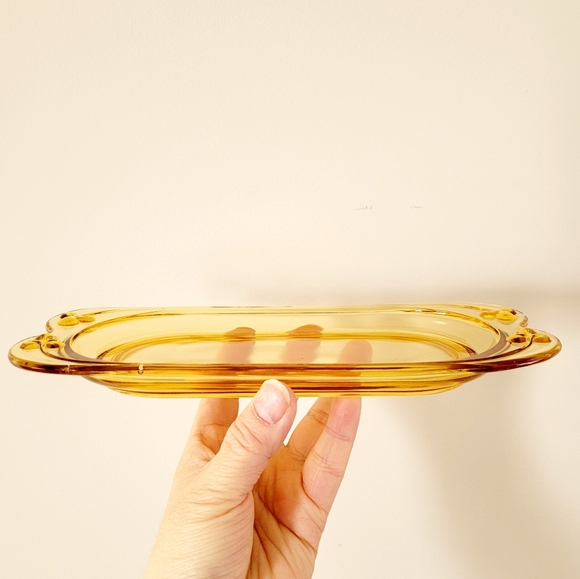 VTG Amber Glass Clover flower Creamer & Sugar Bowl On Matching Tray - Picture 10 of 10